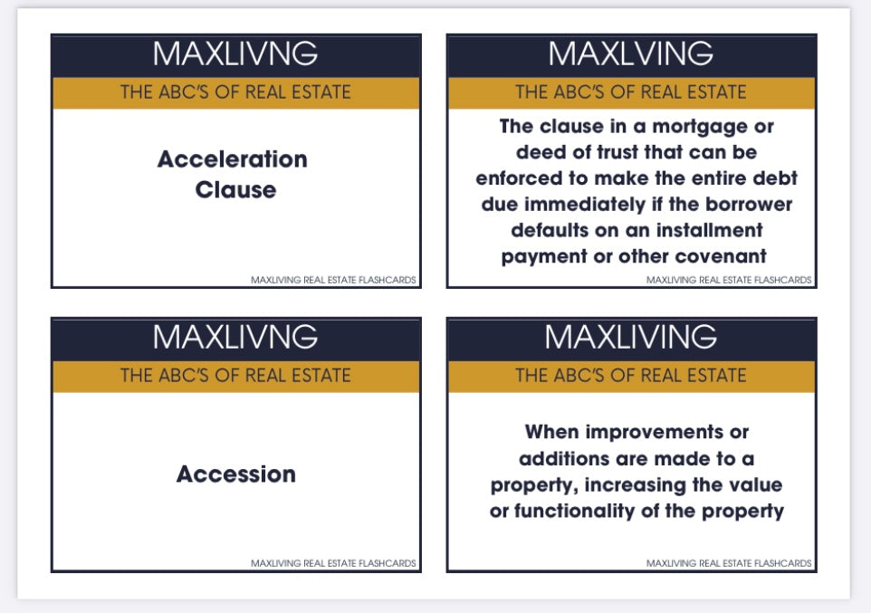 MAXLIVING: The ABC's of Real Estate Digital Flashcards